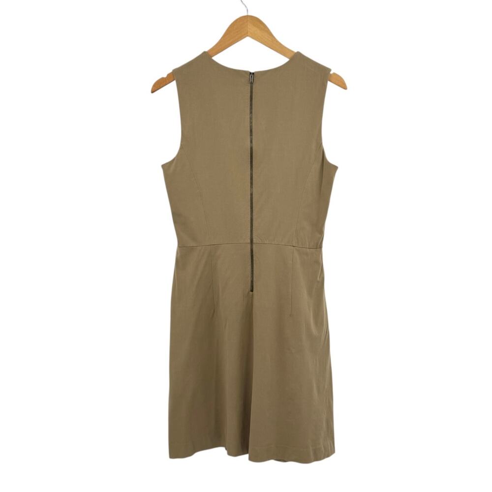 Theory Sz 8 Vintage Y2K Tan Brown Solid Sleeveless Stretch Academia Sheath Dress - Picture 9 of 12